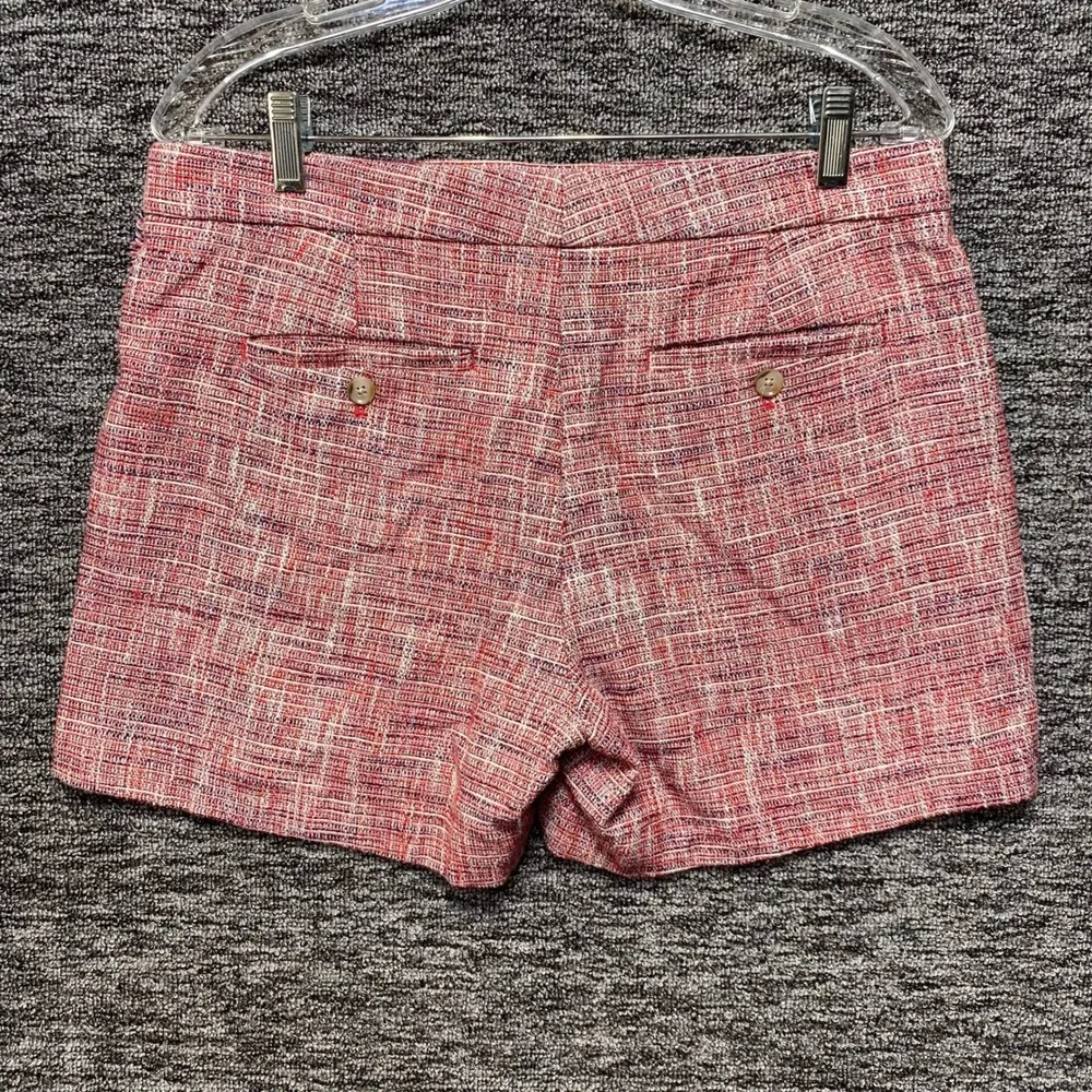 Banana Republic Tweed Shorts Womens 6 Red Frayed Hem Clean Tweed SH 672667-00